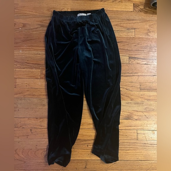 Carolyn Taylor VINTAGE velvet lounge pants cozy green velvet elastic waistband - Picture 1 of 7